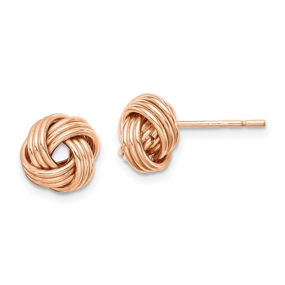 925 Sterling Silver Rose Tone Celtic Love Knot Post Earrings - Picture 1 of 4